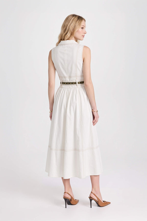 Claudia Belted Utility Sleeveless Midi Vestido 723145 HUE - Reina Diaz