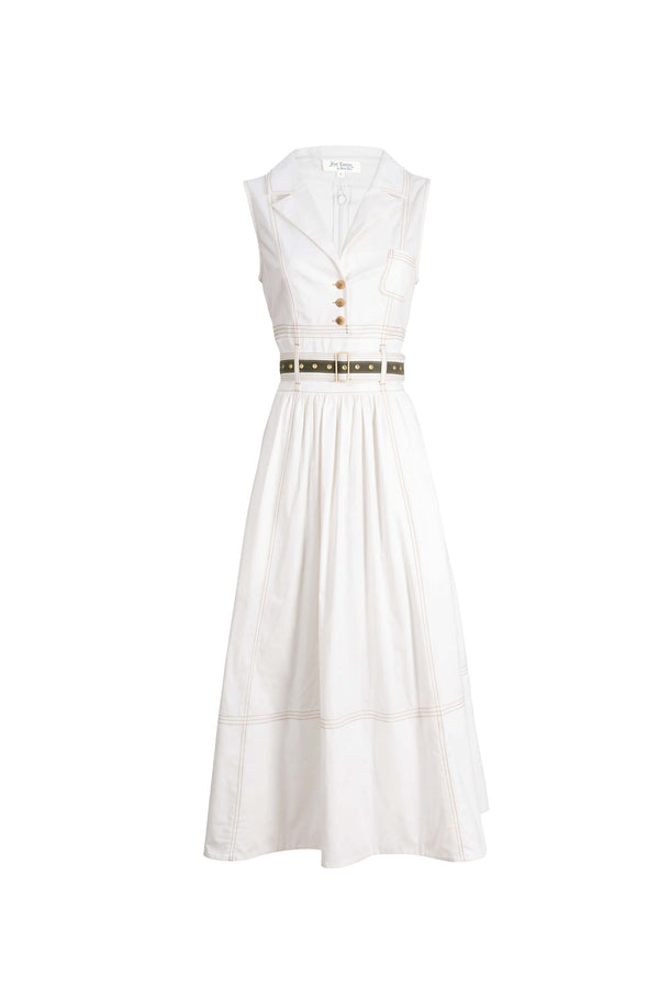 Claudia Belted Utility Sleeveless Midi Vestido 723145 HUE - Reina Diaz