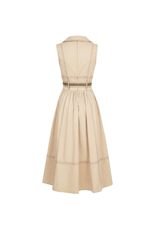 Claudia Belted Utility Sleeveless Midi Vestido 723145 KAK - Reina Diaz