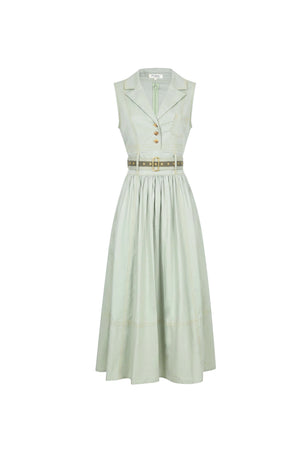 Claudia Belted Utility Sleeveless Midi Vestido 723145MUS - Reina Diaz