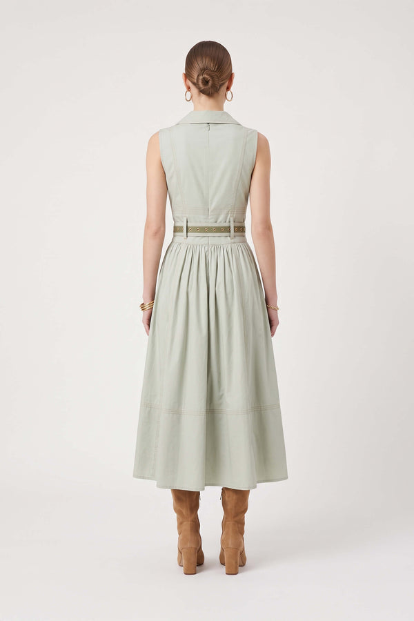 Claudia Belted Utility Sleeveless Midi Vestido 723145MUS - Reina Diaz