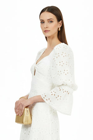 Daisy Eyelet Maxi Vestido - Reina Diaz