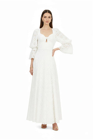 Daisy Eyelet Maxi Vestido - Reina Diaz