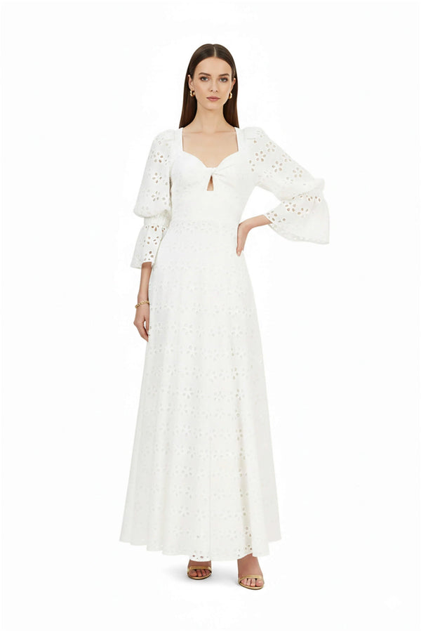 Daisy Eyelet Maxi Vestido - Reina Diaz