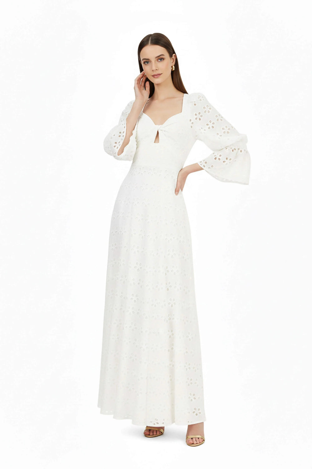 Daisy Eyelet Maxi Vestido - Reina Diaz