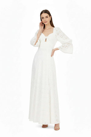 Daisy Eyelet Maxi Vestido - Reina Diaz