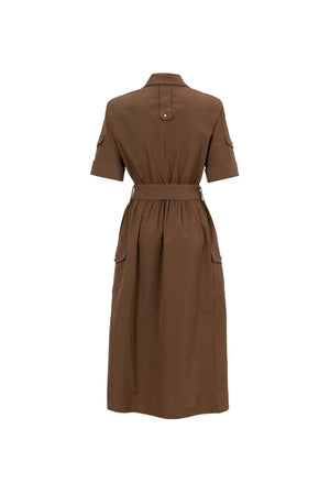 Dalia Moka Utility Midi Dress with Belt - Reina Diaz