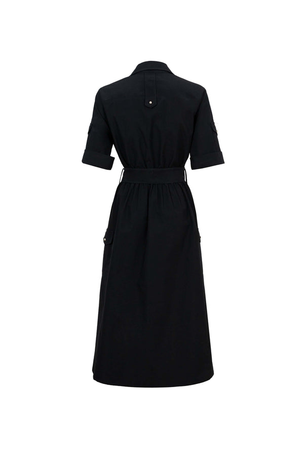 Dalia Moka Utility Midi Dress with Belt - Reina Diaz