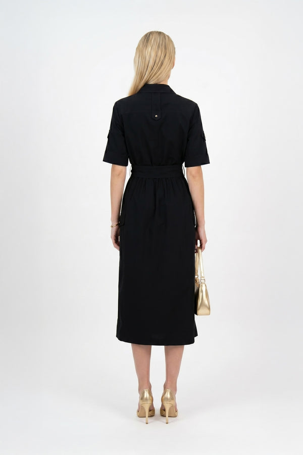 Dalia Moka Utility Midi Dress with Belt - Reina Diaz