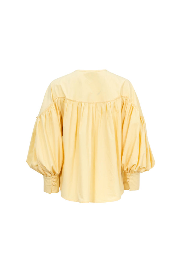 Dalia Puff - Sleeve Keyhole Cotton - Stretch Blouse - Reina Diaz