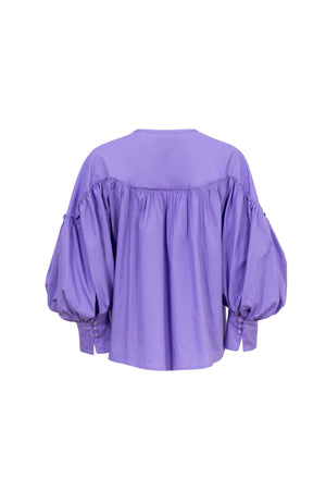 Dalia Puff - Sleeve Keyhole Cotton - Stretch Blouse - Reina Diaz