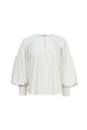 Dalia Puff - Sleeve Keyhole Cotton - Stretch Blouse - Reina Diaz