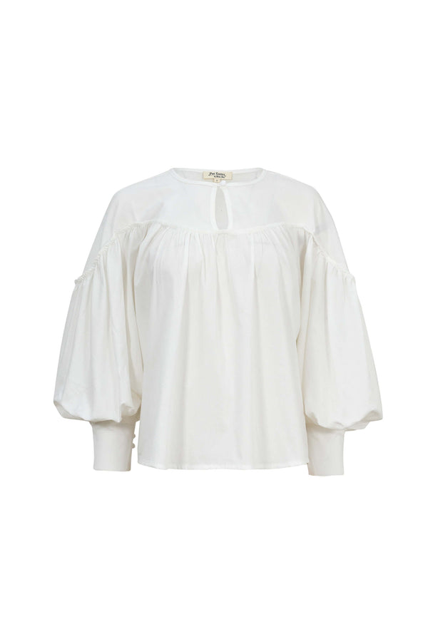 Dalia Puff - Sleeve Keyhole Cotton - Stretch Blouse - Reina Diaz