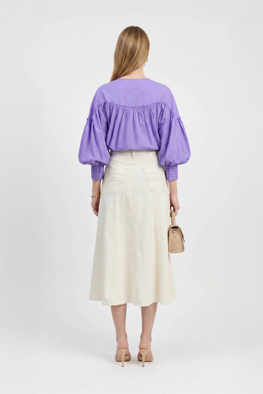 Dalia Puff - Sleeve Keyhole Cotton - Stretch Blouse - Reina Diaz