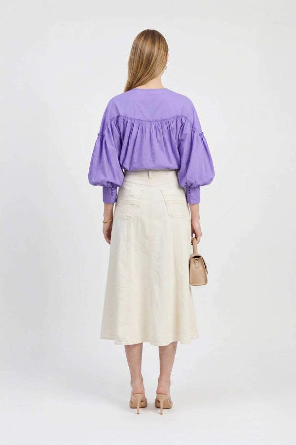 Dalia Puff - Sleeve Keyhole Cotton - Stretch Blouse - Reina Diaz