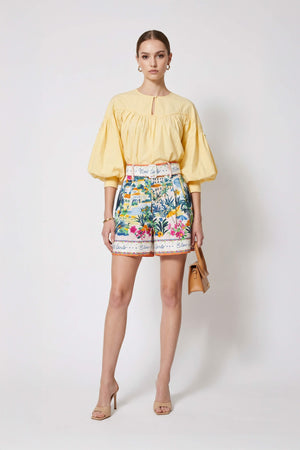 Dalia Puff - Sleeve Keyhole Cotton - Stretch Blouse - Reina Diaz