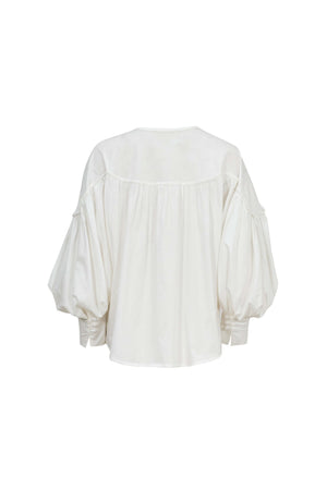 Dalia Puff - Sleeve Keyhole Cotton - Stretch Blouse - Reina Diaz