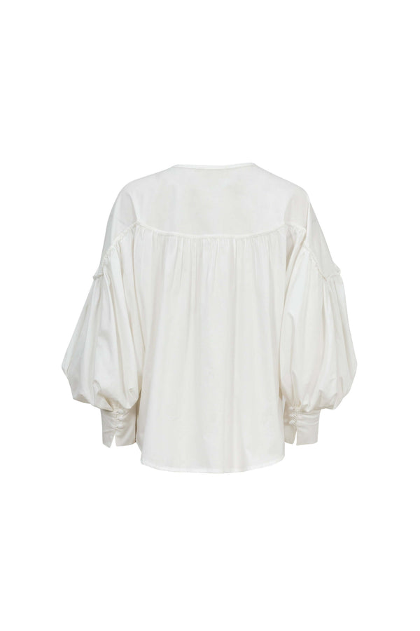 Dalia Puff - Sleeve Keyhole Cotton - Stretch Blouse - Reina Diaz