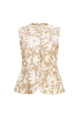 Danae Floral Linen Chaleco - Reina Diaz