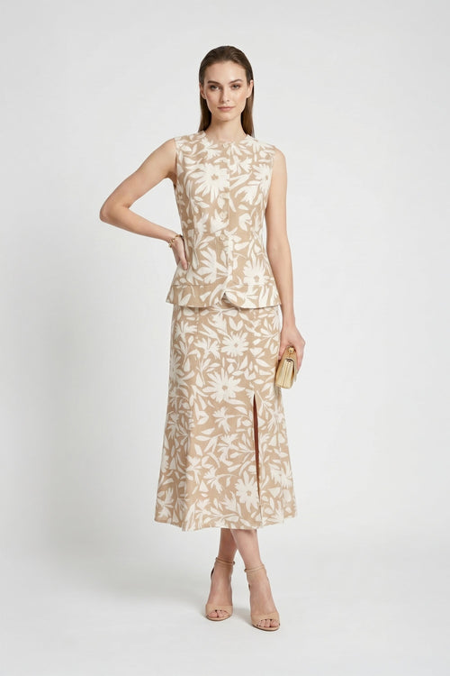 Danae Floral Linen Chaleco - Reina Diaz