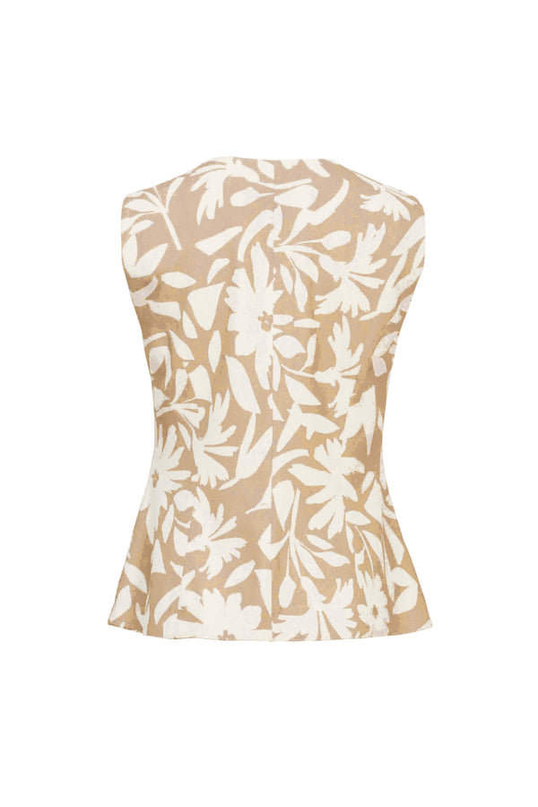 Danae Floral Linen Chaleco - Reina Diaz