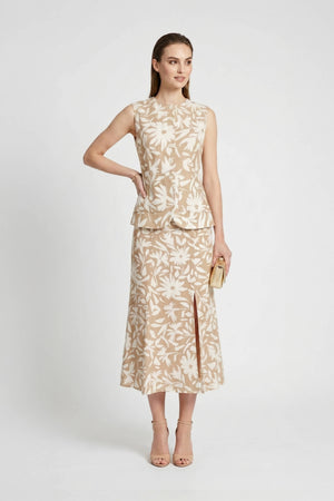 Danae Linen Slit Falda - Reina Diaz