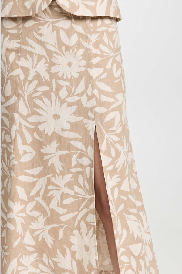 Danae Linen Slit Falda - Reina Diaz