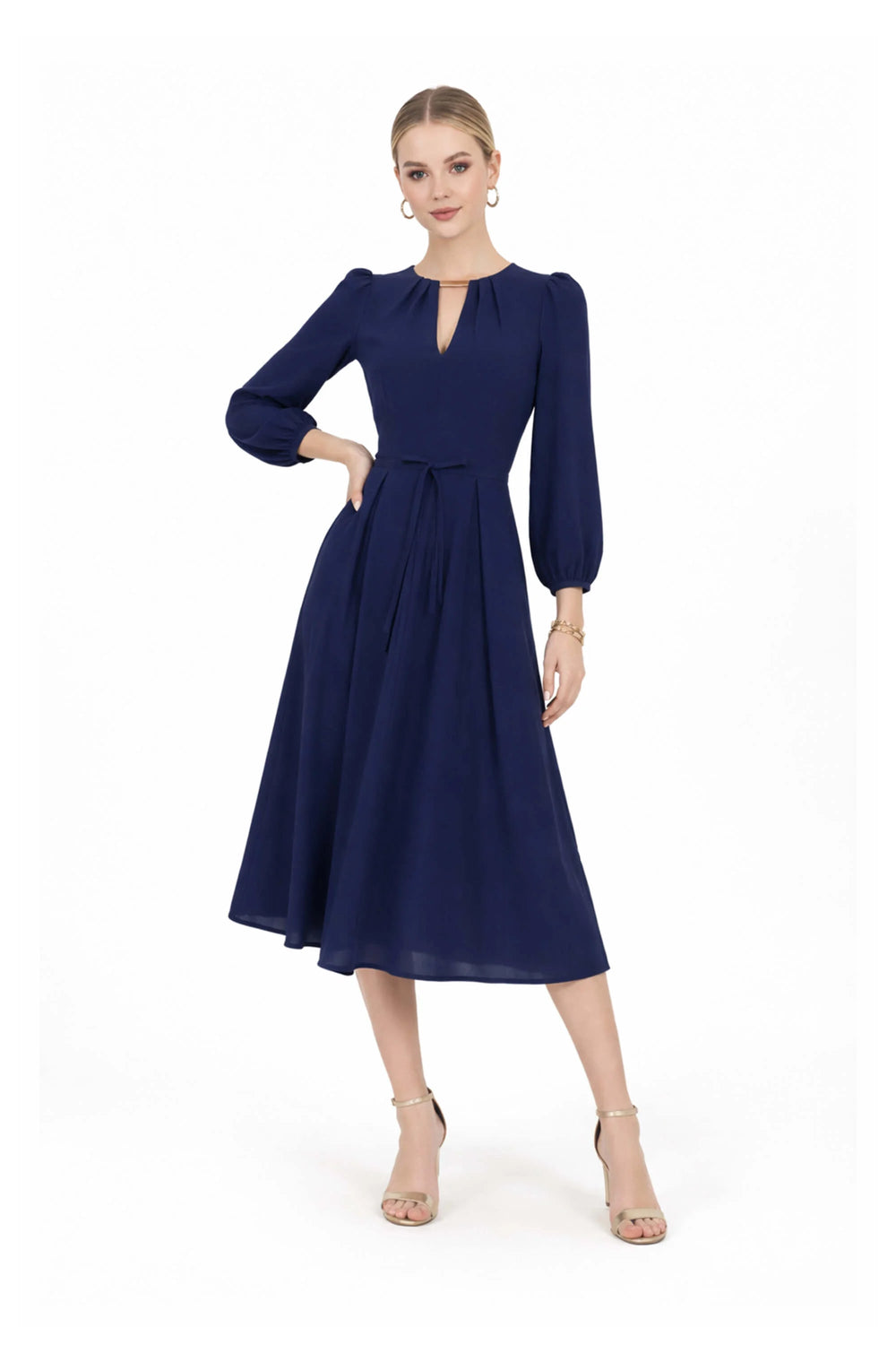 Destiny Pleated Midi Vestido - Reina Diaz