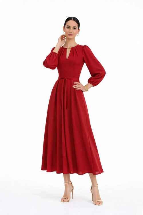 Destiny Pleated Midi Vestido - Reina Diaz