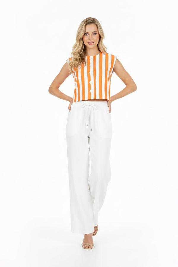 Diana Striped Cropped Vest - Reina Diaz
