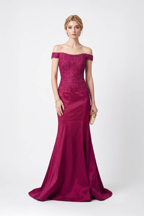 Elba Off-the-Shoulder Mermaid Vestido - Reina Diaz