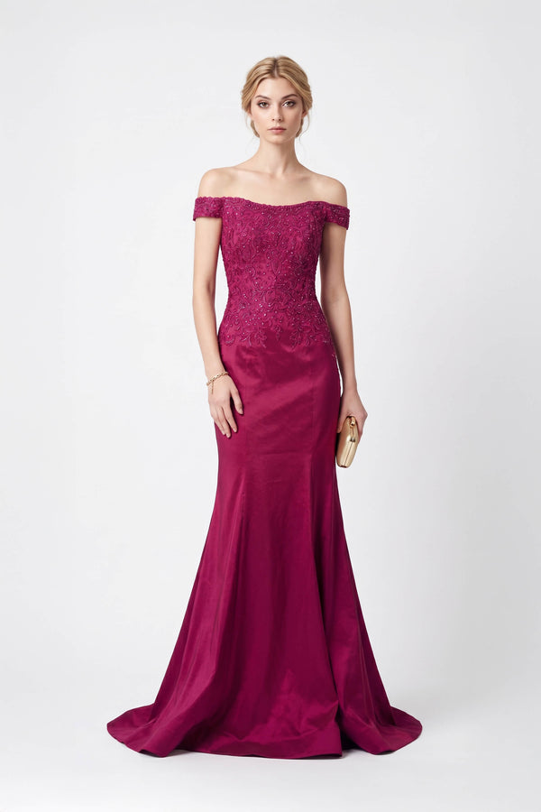 Elba Off-the-Shoulder Mermaid Vestido - Reina Diaz