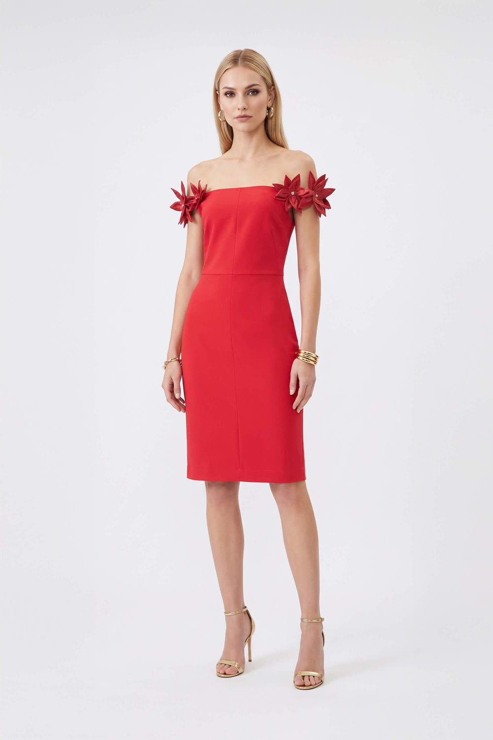 Eleanor 3D Floral Vestido 526027 NAR/ROJ - Reina Diaz
