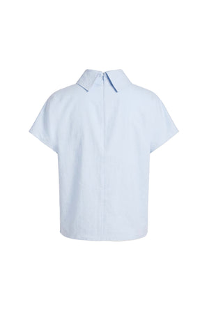 Elena Asymmetric High-Neck Short Sleeve Blusa 554331 AZU - Reina Diaz