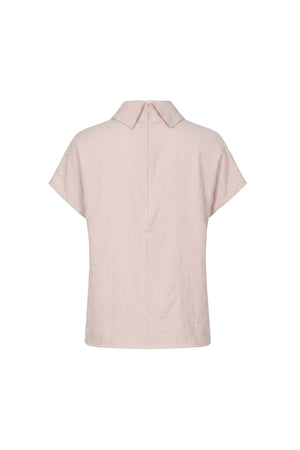 Elena Asymmetric High-Neck Short Sleeve Blusa 554331 ROS - Reina Diaz