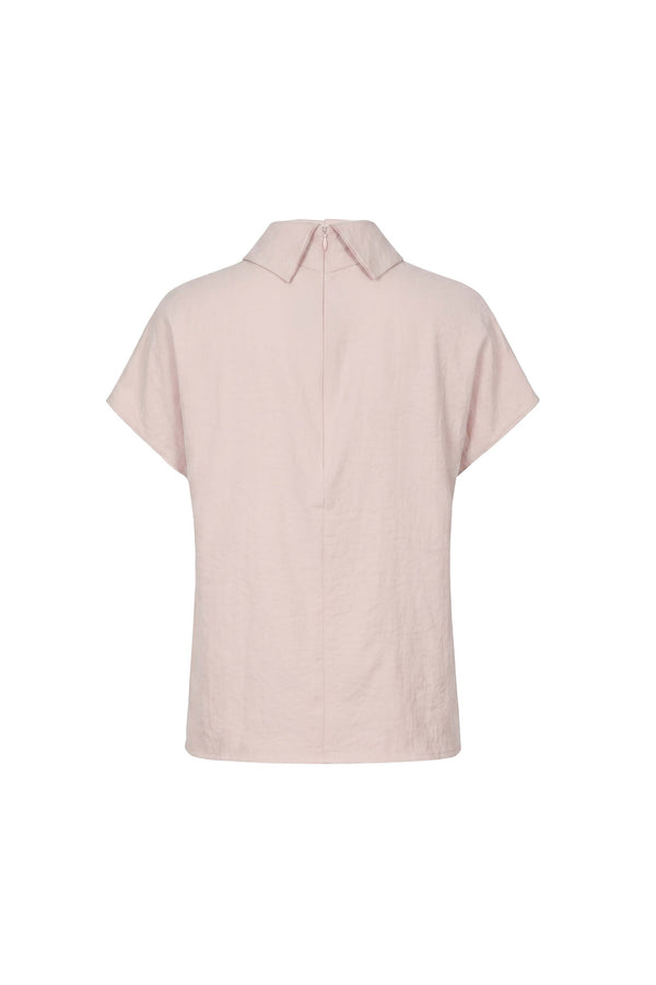 Elena Asymmetric High-Neck Short Sleeve Blusa 554331 ROS - Reina Diaz