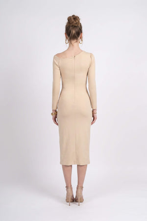 Elena Asymmetric Ruched Midi Vestido 526255 ALM - Reina Diaz