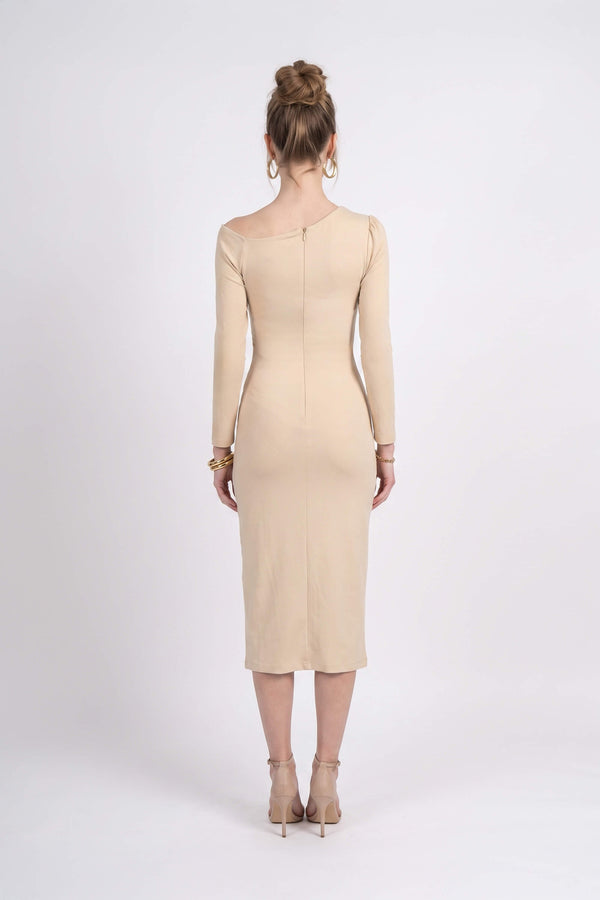 Elena Asymmetric Ruched Midi Vestido 526255 ALM - Reina Diaz