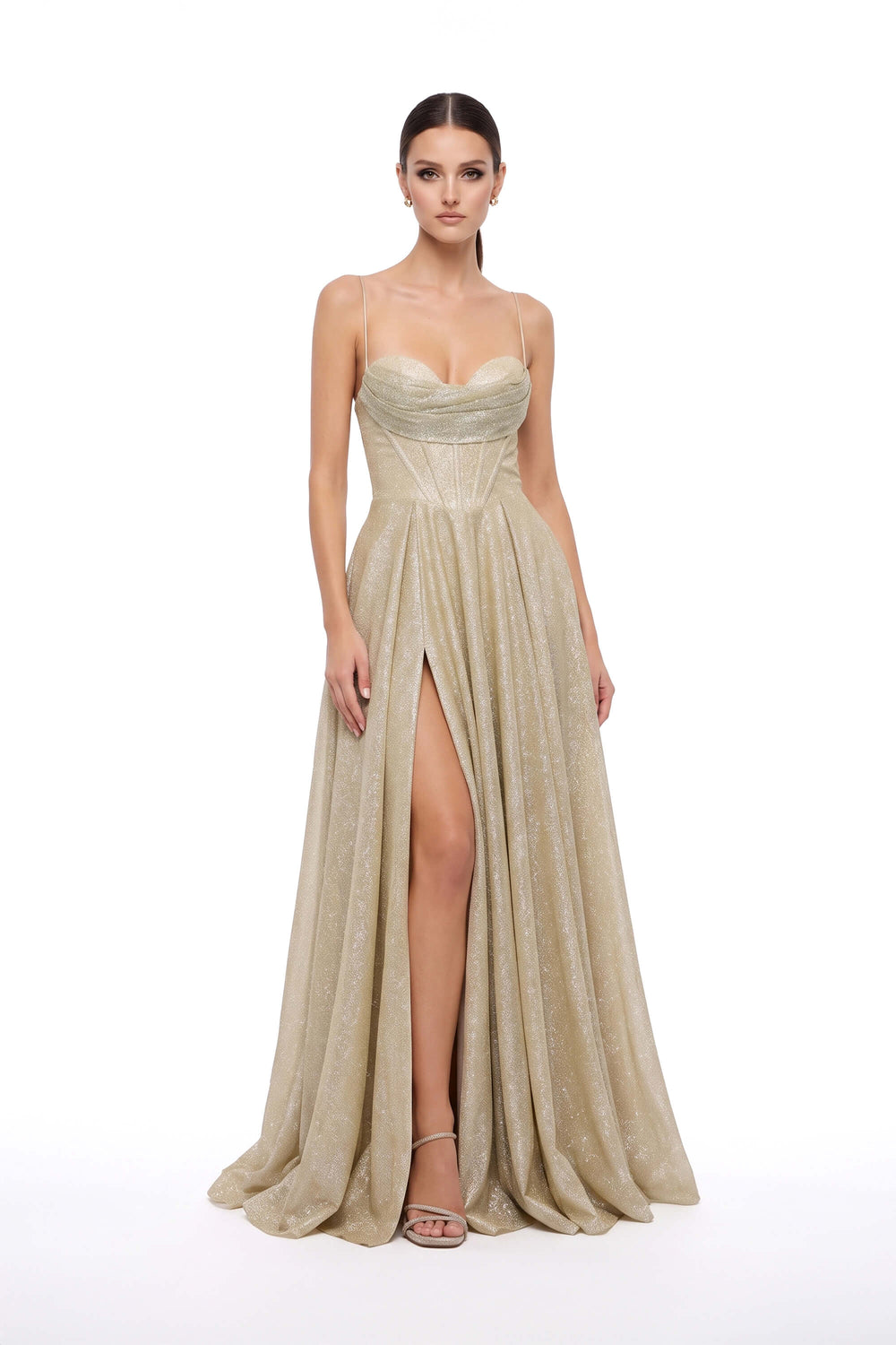 Elena Corset Lace-Up Maxi Vestido 421460 CHA - Reina Diaz