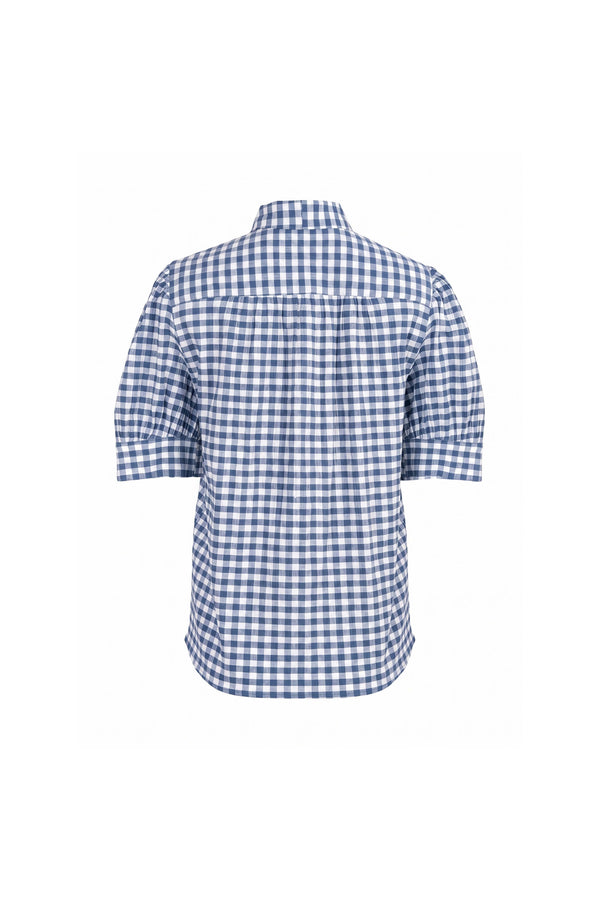 Elena Gingham Bow Puff Sleeve Blusa 753007 MAR - Reina Diaz