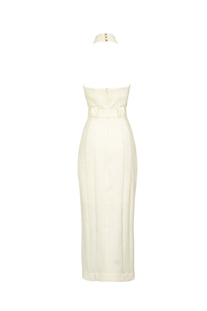 Elena Halter Wrap-Front Belted Midi Vestido 526272 HUE - Reina Diaz