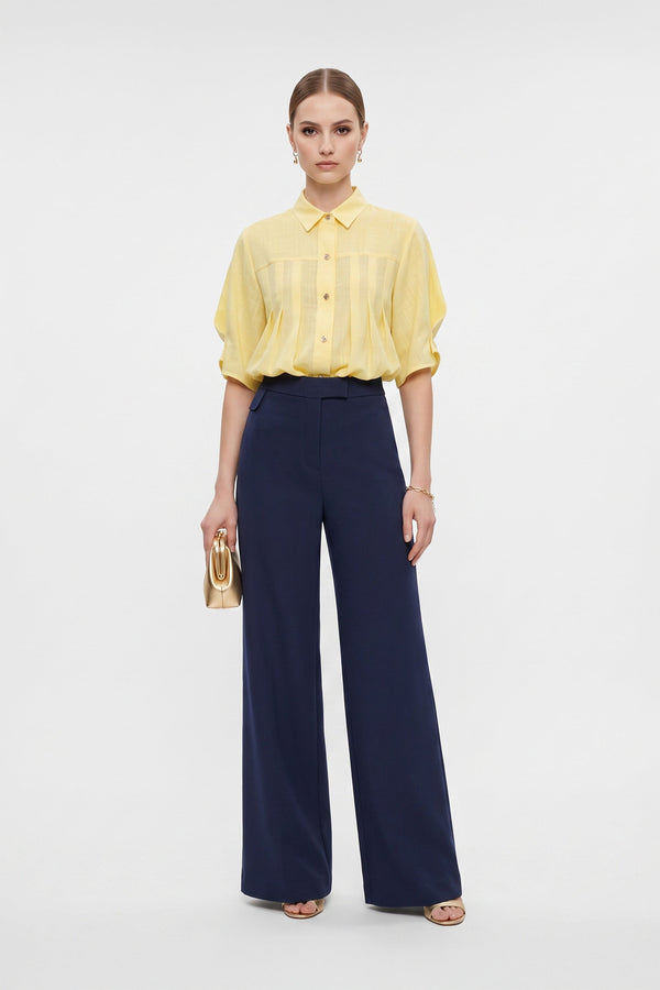 Elena Inverted-Pleat Sleeveless Blusa 554321 - Reina Diaz