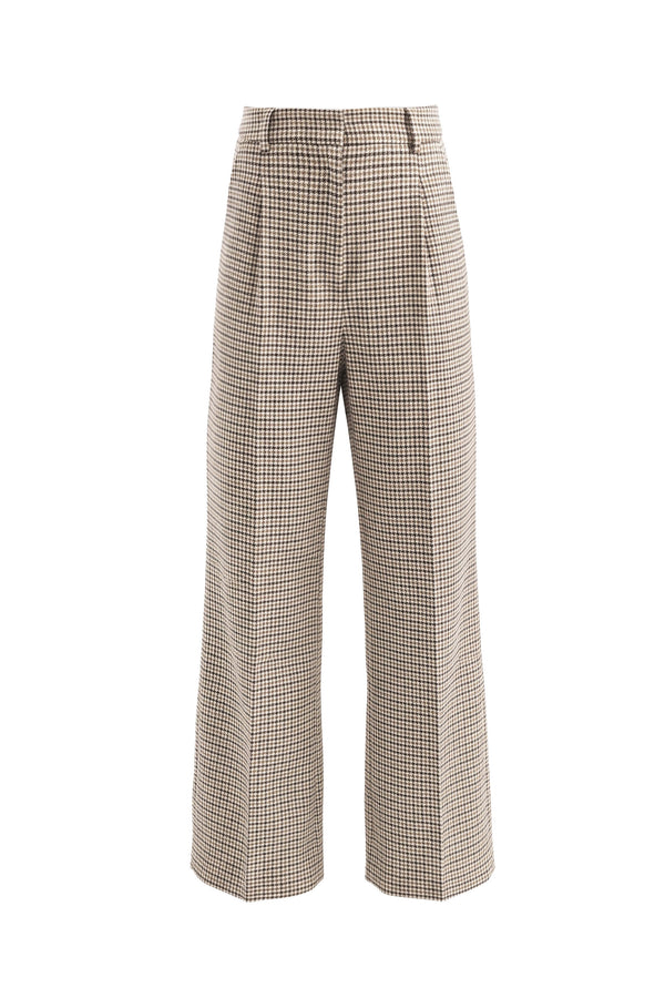 Elena Plaid High-Waist Straight-Leg Pantalón 731119 CUA - Reina Diaz