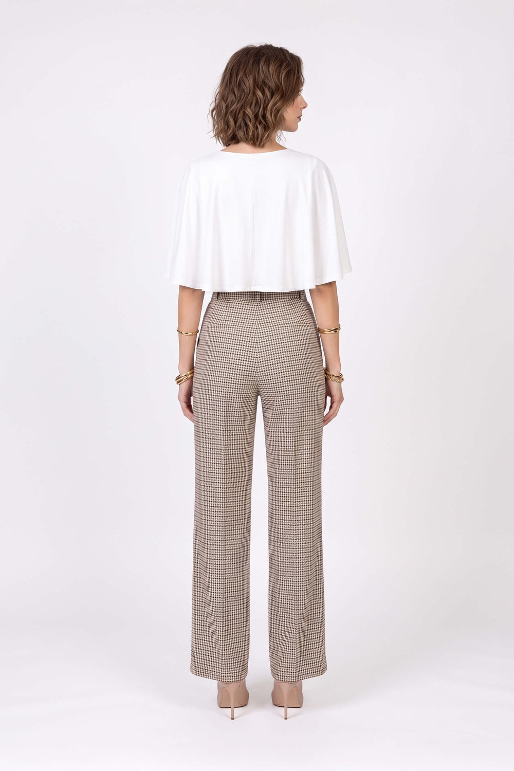 Elena Plaid High-Waist Straight-Leg Pantalón 731119 CUA - Reina Diaz