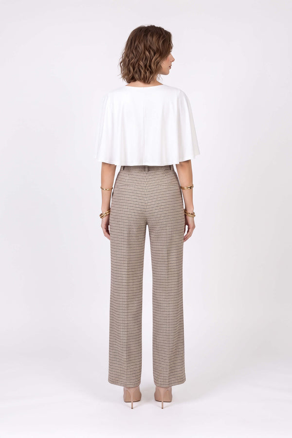 Elena Plaid High-Waist Straight-Leg Pantalón 731119 CUA - Reina Diaz