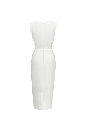 Elena Scalloped Trim Sheath Vestido - Reina Diaz