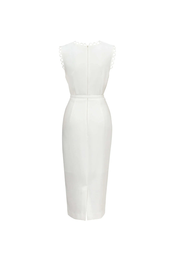 Elena Scalloped Trim Sheath Vestido - Reina Diaz