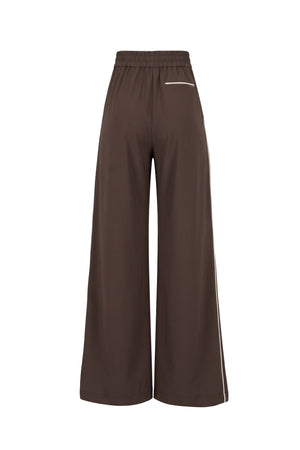 Elena Side-Piped High-Waist Wide-Leg Pantalón 532165 CAF - Reina Diaz