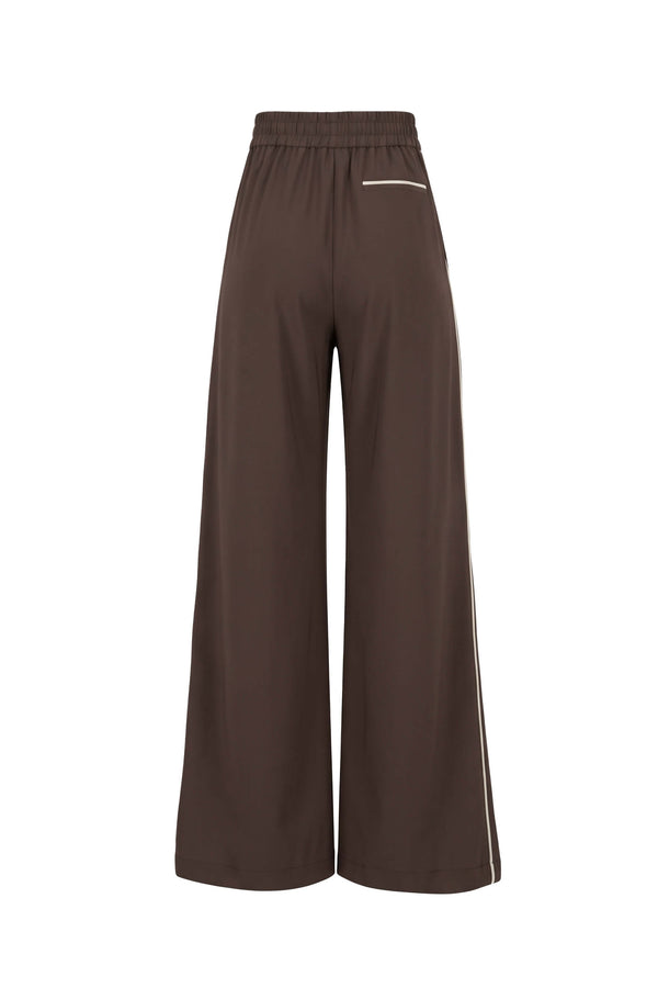 Elena Side-Piped High-Waist Wide-Leg Pantalón 532165 CAF - Reina Diaz
