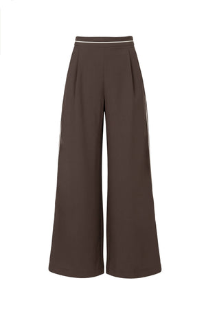 Elena Side-Piped High-Waist Wide-Leg Pantalón 532165 CAF - Reina Diaz